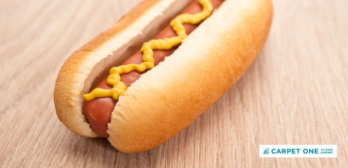 hot dog with mustard